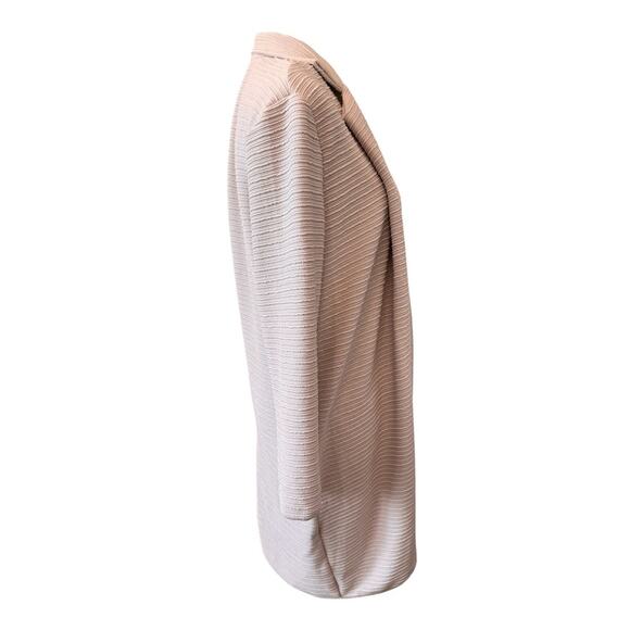 New T TAHARI Women's Cream Textured Open Front Jacket Size S - Picture 3 of 7